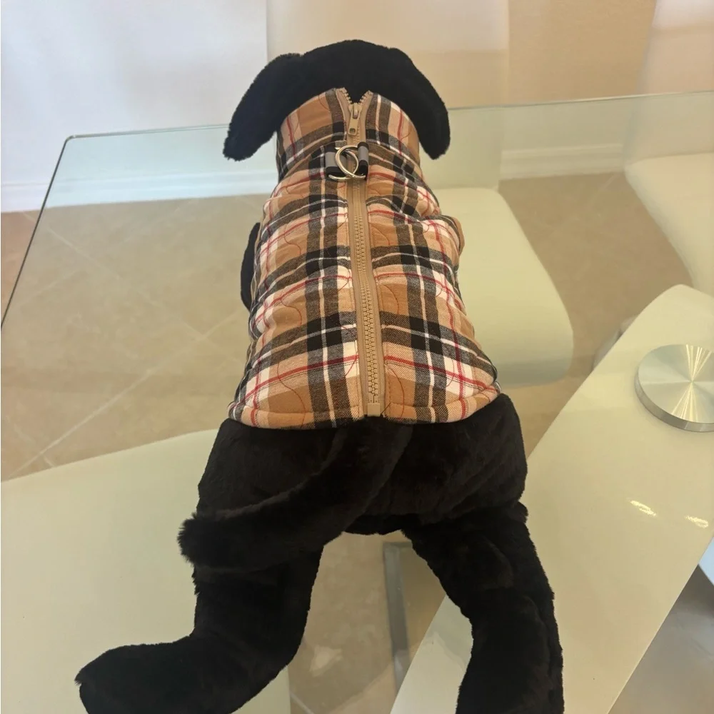 Plaid beige red white Large top unisex 💙🩷